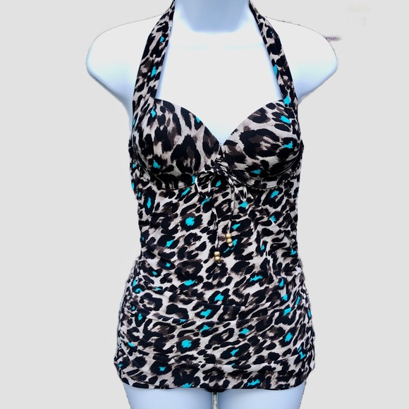 COCO REEF Women’s Swimsuit Bathing Suit Tankini Animal Print XS 32C S 34C - Picture 1 of 9
